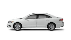 Side view of a white passat