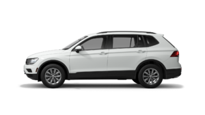 Side view of a white tiguan